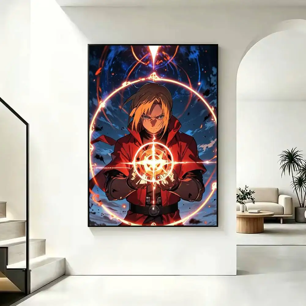 Edward Elric Poster Waterproof Wall Art Sticker For Bar Living Room Vintage Decor High Quality Print Gift
