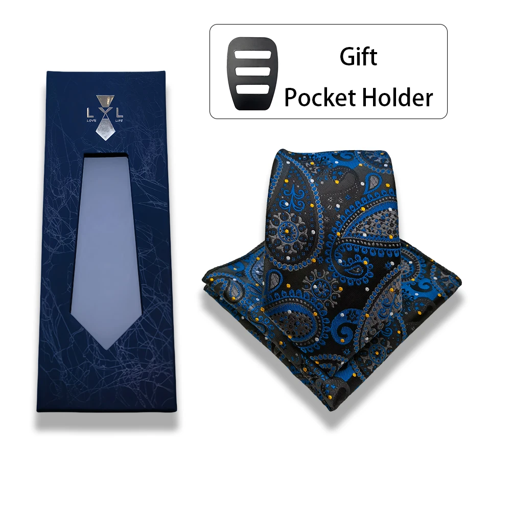 7 سنتيمتر الرجال الفاخرة 2 قطعة التعادل مجموعة بيزلي الزفاف الأزرق البني الأخضر ربطة العنق منديل هدية للرجال مصمم الأزياء الأعمال حزب التعادل