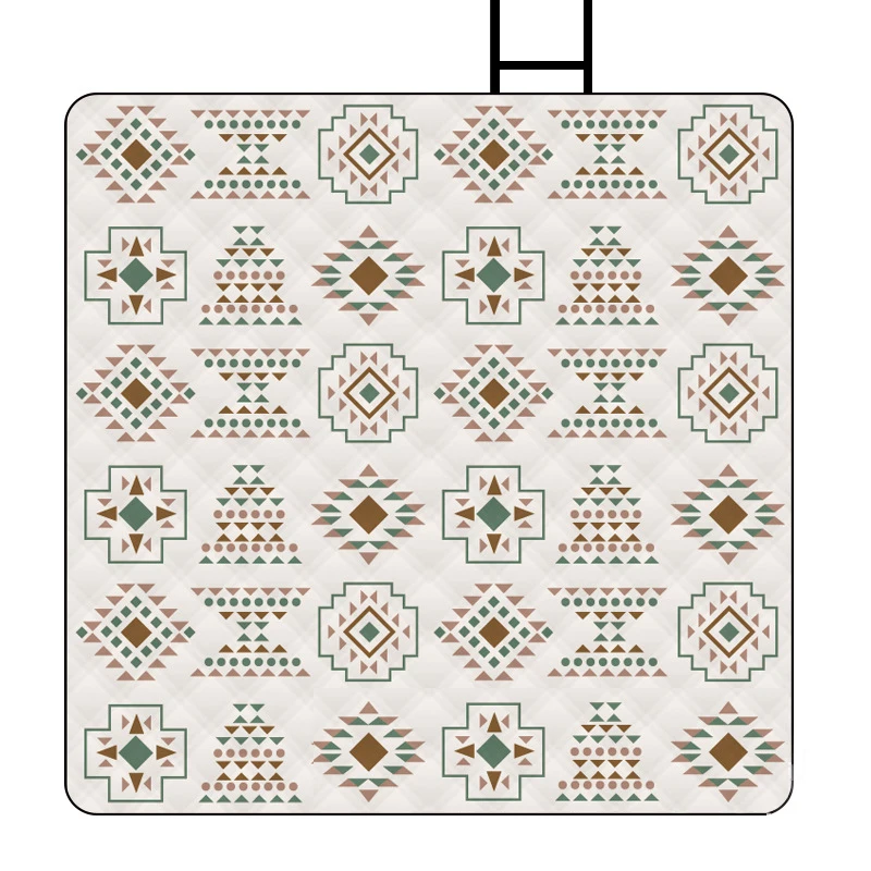 屋外エスニックスタイルカーペット、キャンプ用厚みのあるピクニックマット、防水防湿アルミフィルムフロアマット、2x2m