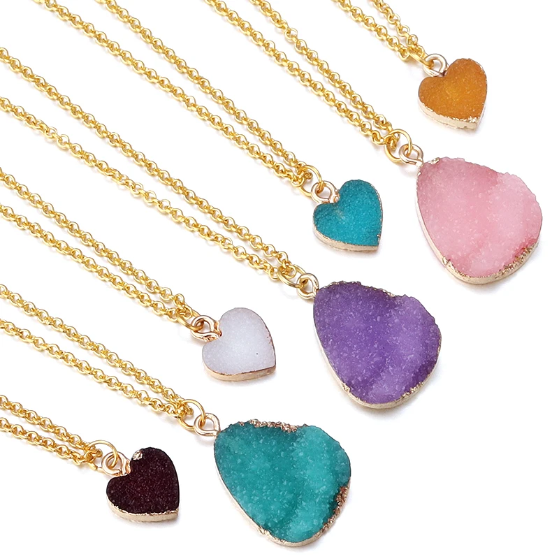 1 قطعة رومانسية ملونة الحب القلب الراتنج قلادة الفولاذ المقاوم للصدأ سلسلة مزيج من مزاجه الخوخ القلب قلادة