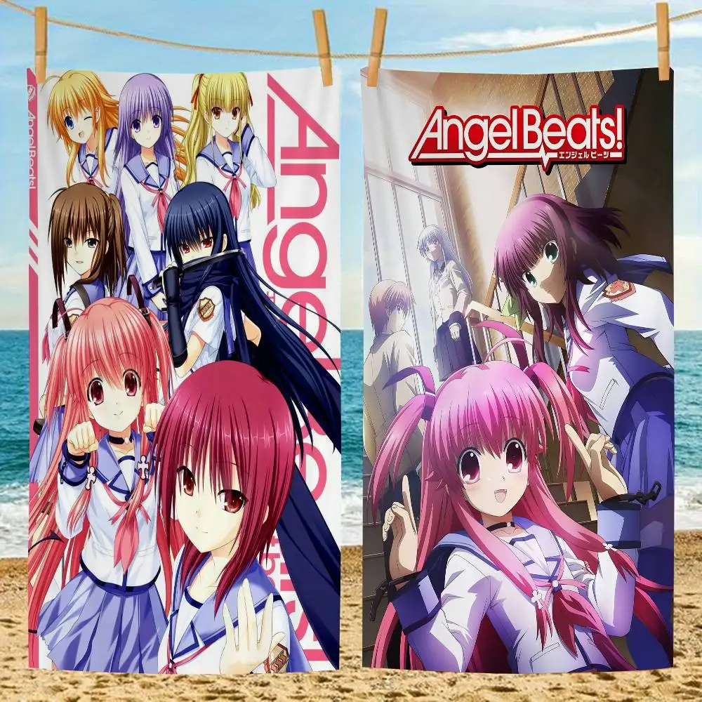 Angel Beats CARTOON Microfiber Beach Towel Absorbent Quick Dry Soft Yoga Swimming Resort Mountain Climbing Towel