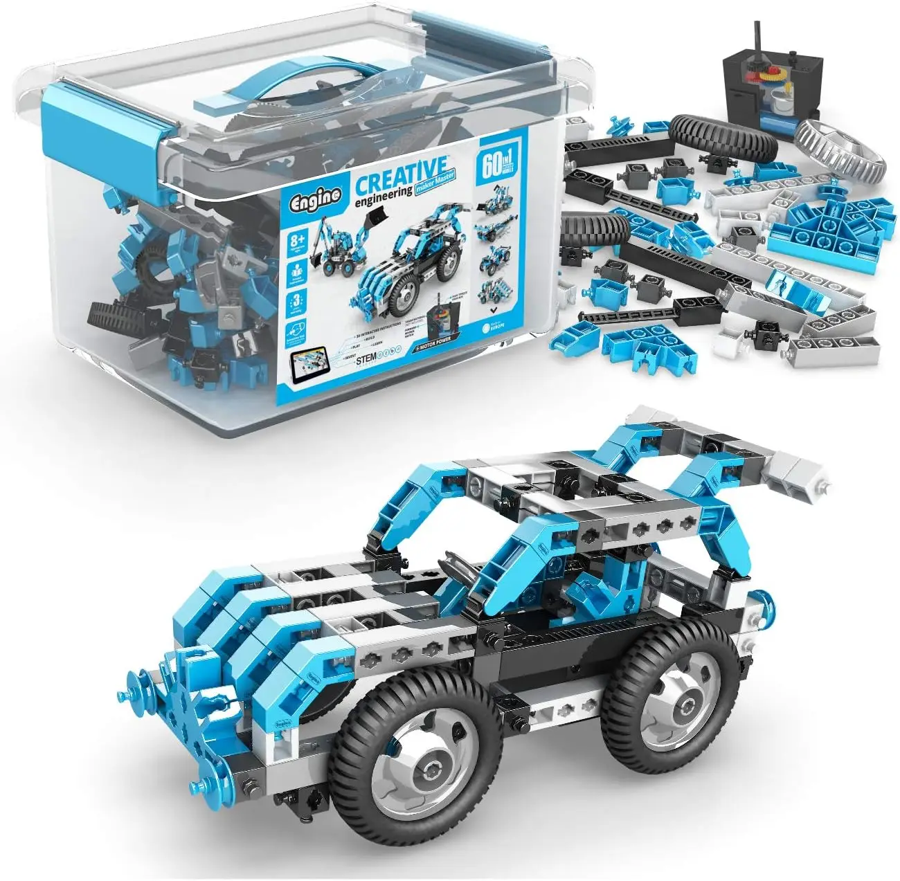 

Creative Engineering Kit, 60 Motorized Models for Kids 8+, Bulding Toys, STEM Projects for Young Inventors, Construction Toys, M
