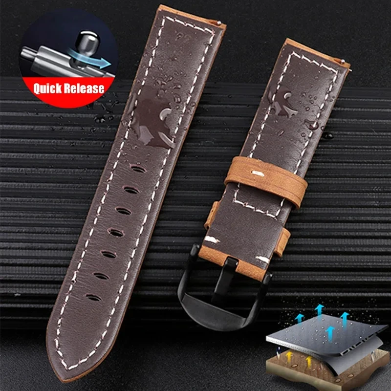 20mm  Frosted Genuine Leather Strap Suitable for Omega MoonSwatch Quick Release  Fashion Waterproof Sports Watch Accessories