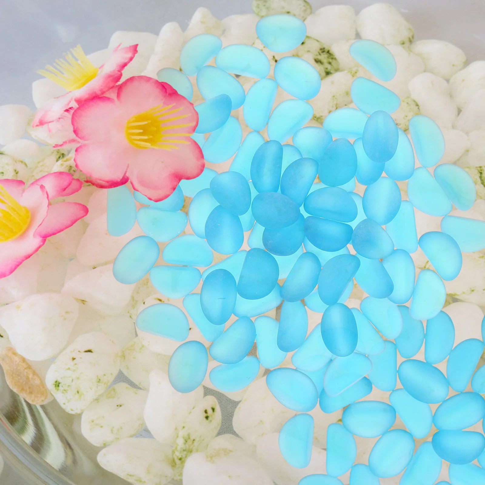 

2 Bags 500g Frosted Blue Aquarium Decorative Stones for Fish Tank Landscape DIY Gravel Vase Pond Garden Easy Clean Matching