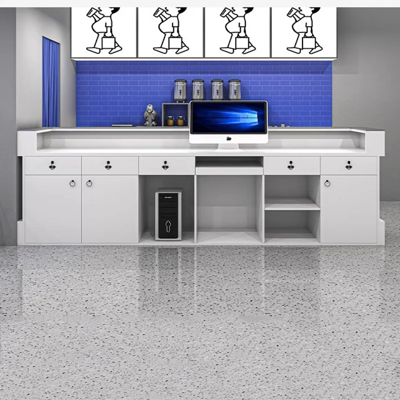 Drawer Shop Reception Desks Bar Shelves Led Lights Corner Reception Desks Organizers Simple Comptoire Accueil Trendy Furniture