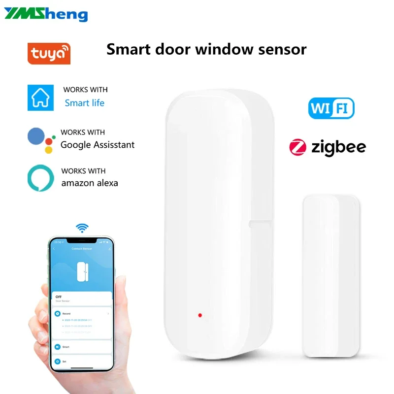 Zigbee/Wifi Door Window Sensor Tuya APP Notification Wireless Detection Home Switch Door Reminder Alarm Door Magnetic Anti-theft