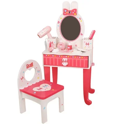 Wood toy Children's family simulation parent-child interaction dressing table boys and girls dressing table wooden house toy set