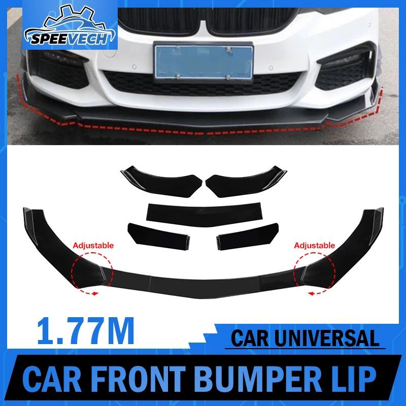 Adjustable 5PCS ABS Front Universal Bumper Separator Body Kit Duck Lip Splitter For BMW For Benz For Honda For Volkswagen