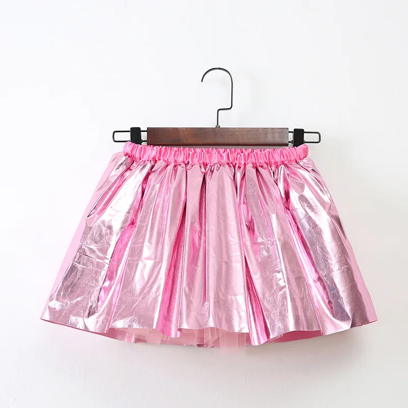 2022 new bronzing rainbow skirt party show girls skirt plus lining mesh tutu skirt children\'s clothing