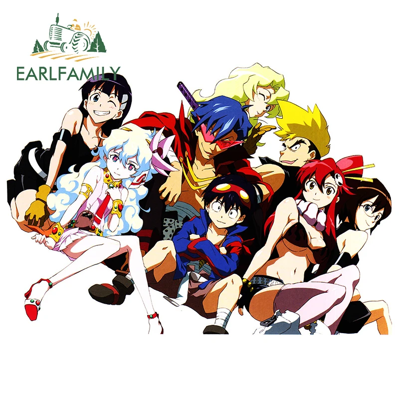 

EARLFAMILY Tengen Toppa Gurren Lagann Car Sticker Waterproof Decal Scratch-Proof Windows Rearview Mirror Windows Car Styling
