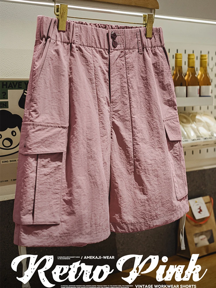 

Maden Qui Dry Loose Straight Leg Thin ort Pants American Casual Sle Summer Men's Leisure Cargo orts Nylon Fabric