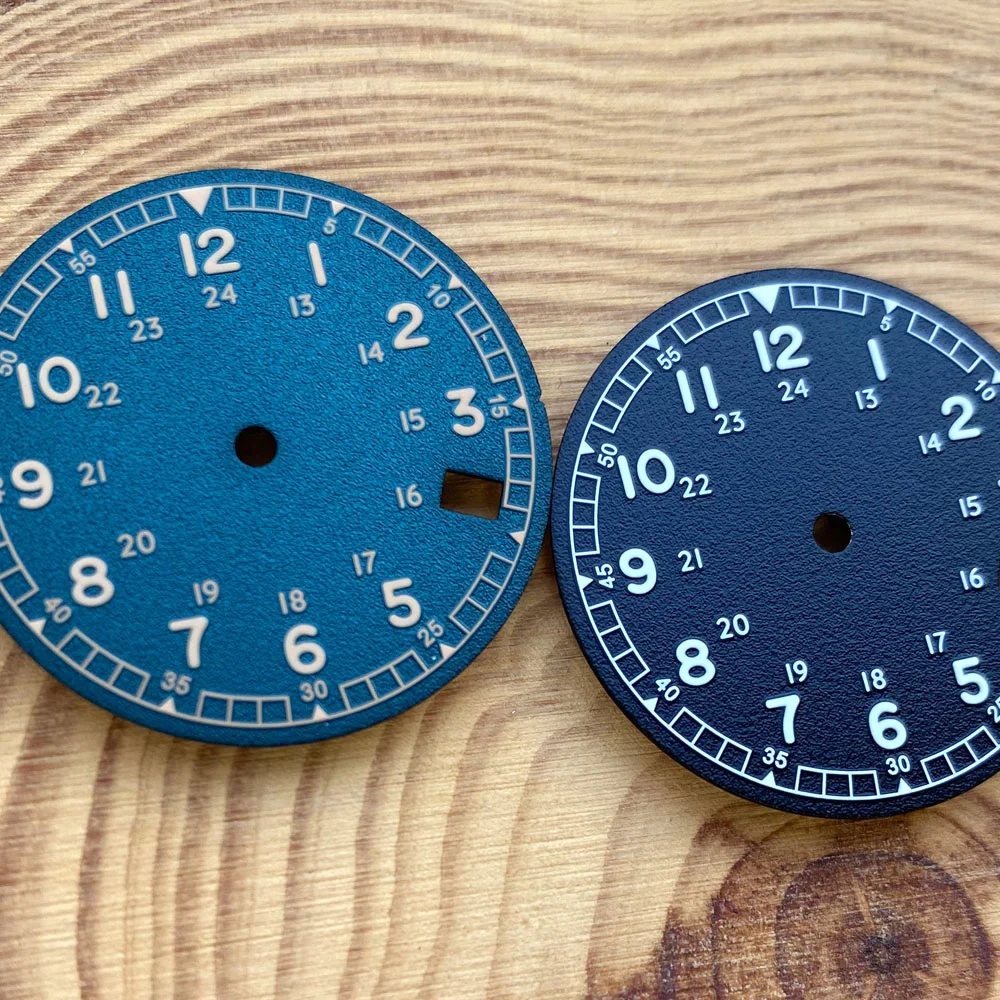 Esfera de reloj de estilo piloto para NH35, NH36, NH38, NH70, NH72, movimiento automático de 29mm, esfera luminosa con textura de fecha, piruleta,