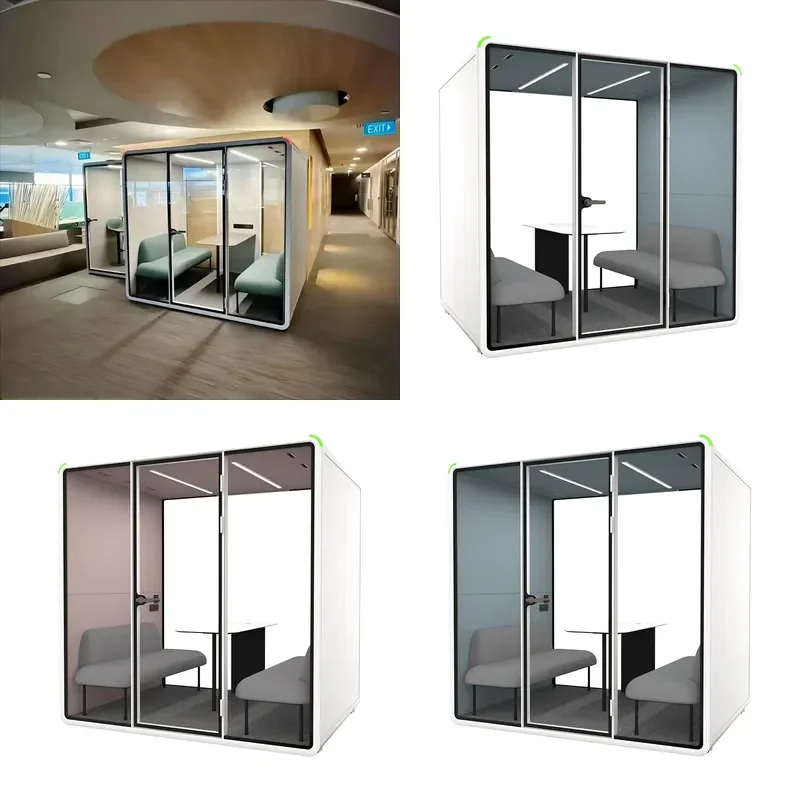 for High Quality Sound Insulation Booth Piano Training Music Recording Mobile 4 Person Office Meeting Pod Work Booth