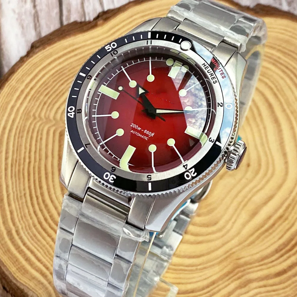 40mm Charm Tandorio Wine red Dial NH35 Automatic Watch Mens Sapphire glass And Black Ceramic Bezel 200m waterproof