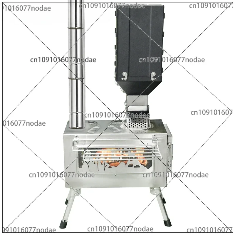 Portable Windproof Outdoor Pellet Fire Wood Heater with Burner Stove Bin for Camping Tent