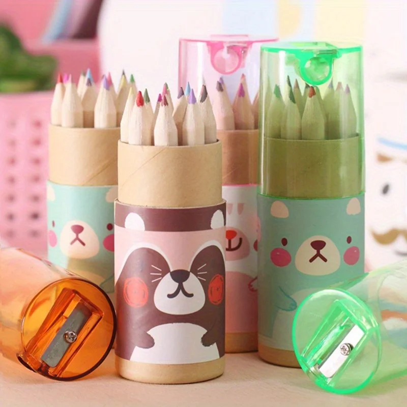 12er-Pack niedliche farbige Buntstifte in Bärenform – unverzichtbar für Schüler, ideale Geschenke für Halloween, Thanksgiving und Weihnachten