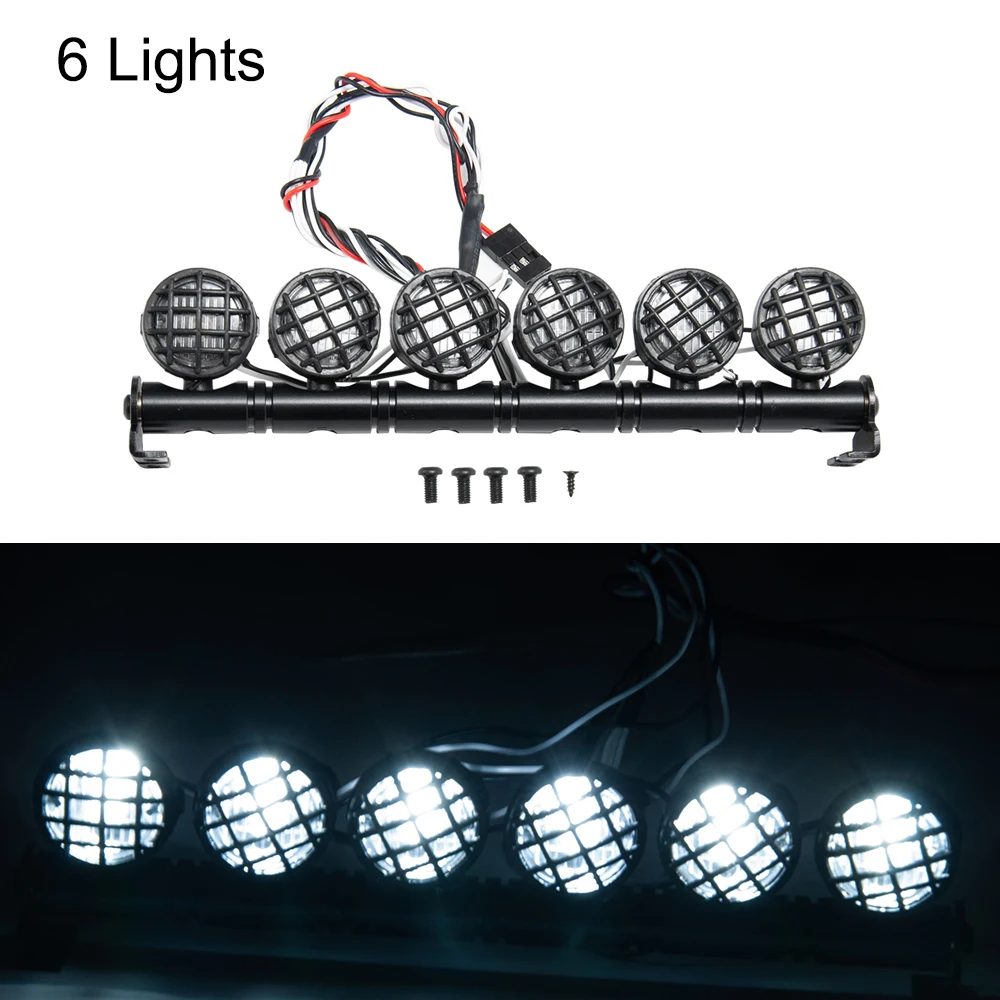 AXSPEED White Spotlight 4/5/6 LEDS Roof Lamp Light Bar for Axial SCX10 II Wraith TRX-4 1/10 RC Model Car Truck Decortion Parts