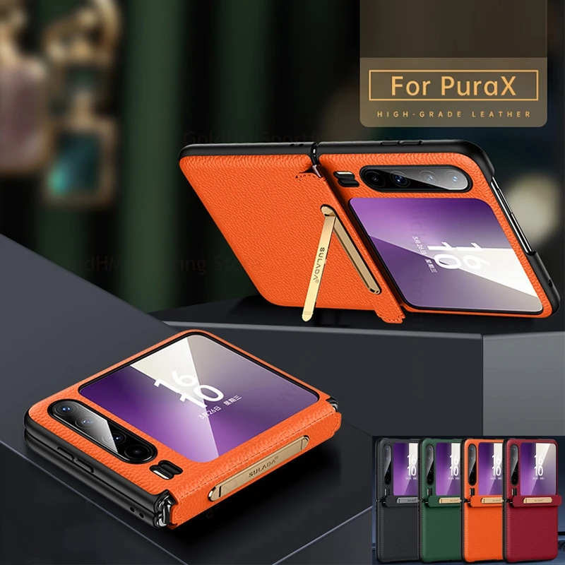 

Suitable for Huawei Pura X Invisible Kickstand Leather Phone Case For HUAWEI P50 Pocket 2 Bracket Shockproof Stand Cover Pocket