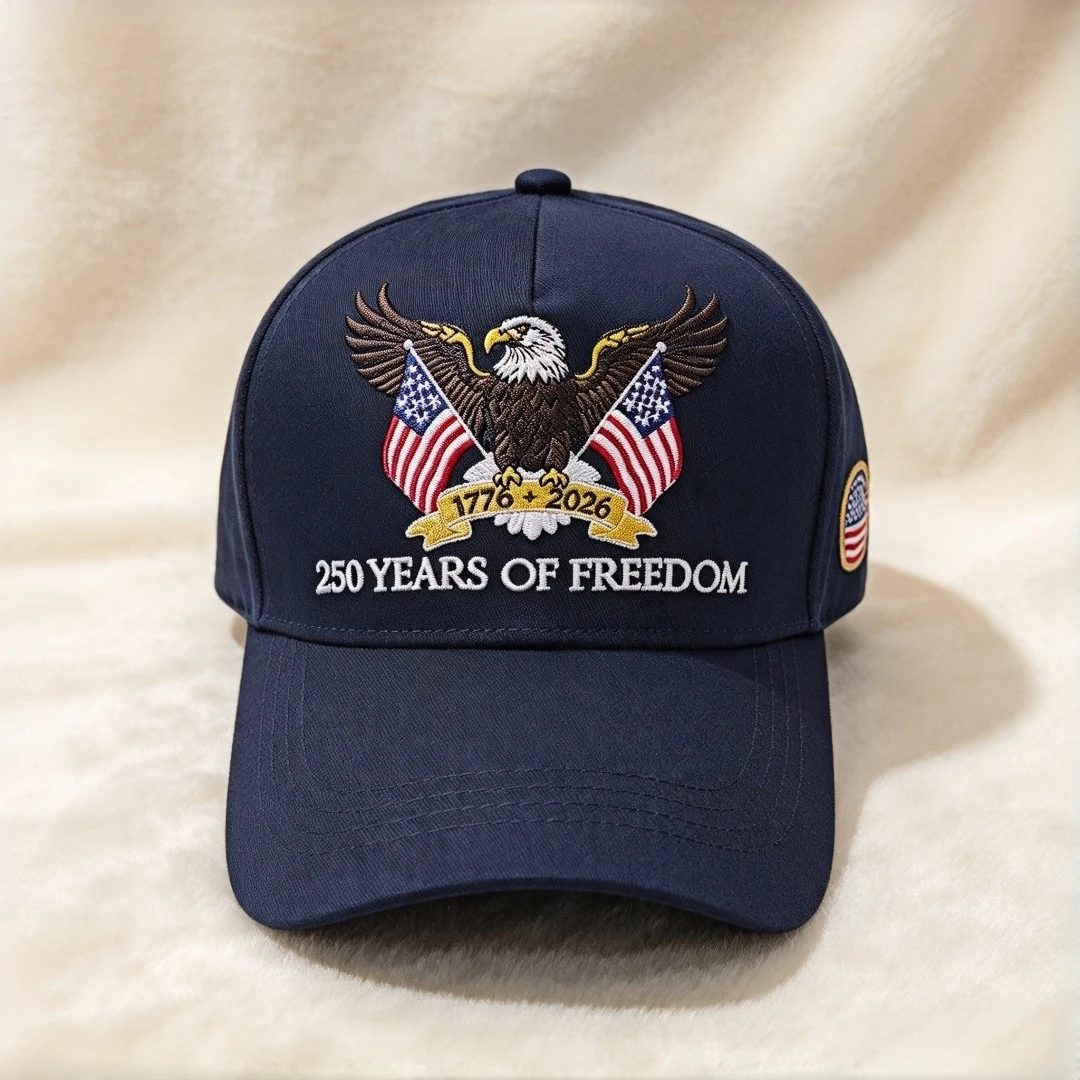 Bald Eagle 3D Embroidered Baseball Cap 1776-2026 250 Years of Freedom USA Flag Patriotic Hat Adjustable Trucker Cap for Men Wome