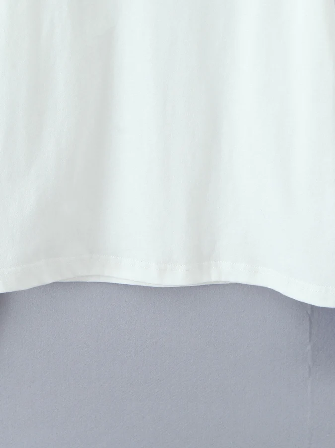 تي شيرت نسائي فضفاض طويل من American Sle تي شيرت نسائي مستدير Ne مخطط irt Sve مكون من قطعتين تي شيرت قطني متعدد الاستخدامات غير رسمي #4