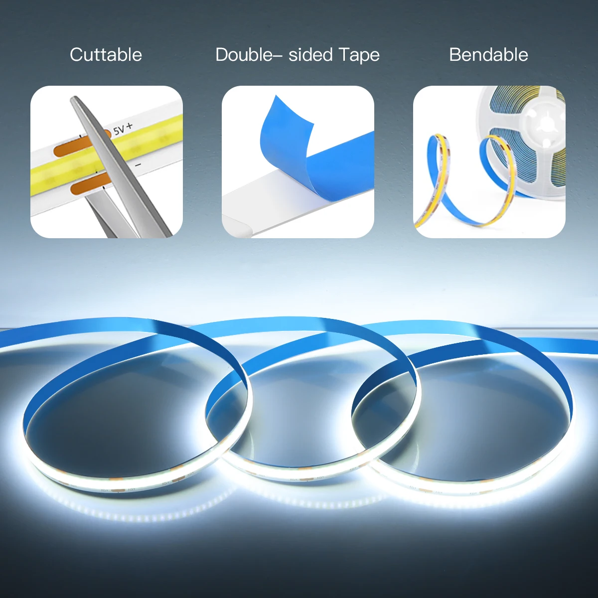 USB 5 В зеркальная подсветка COB светодиодная лента с регулируемой сенсорной сенсорной переключателем для ванной комнаты зеркало для макияжа спальня настольное освещение