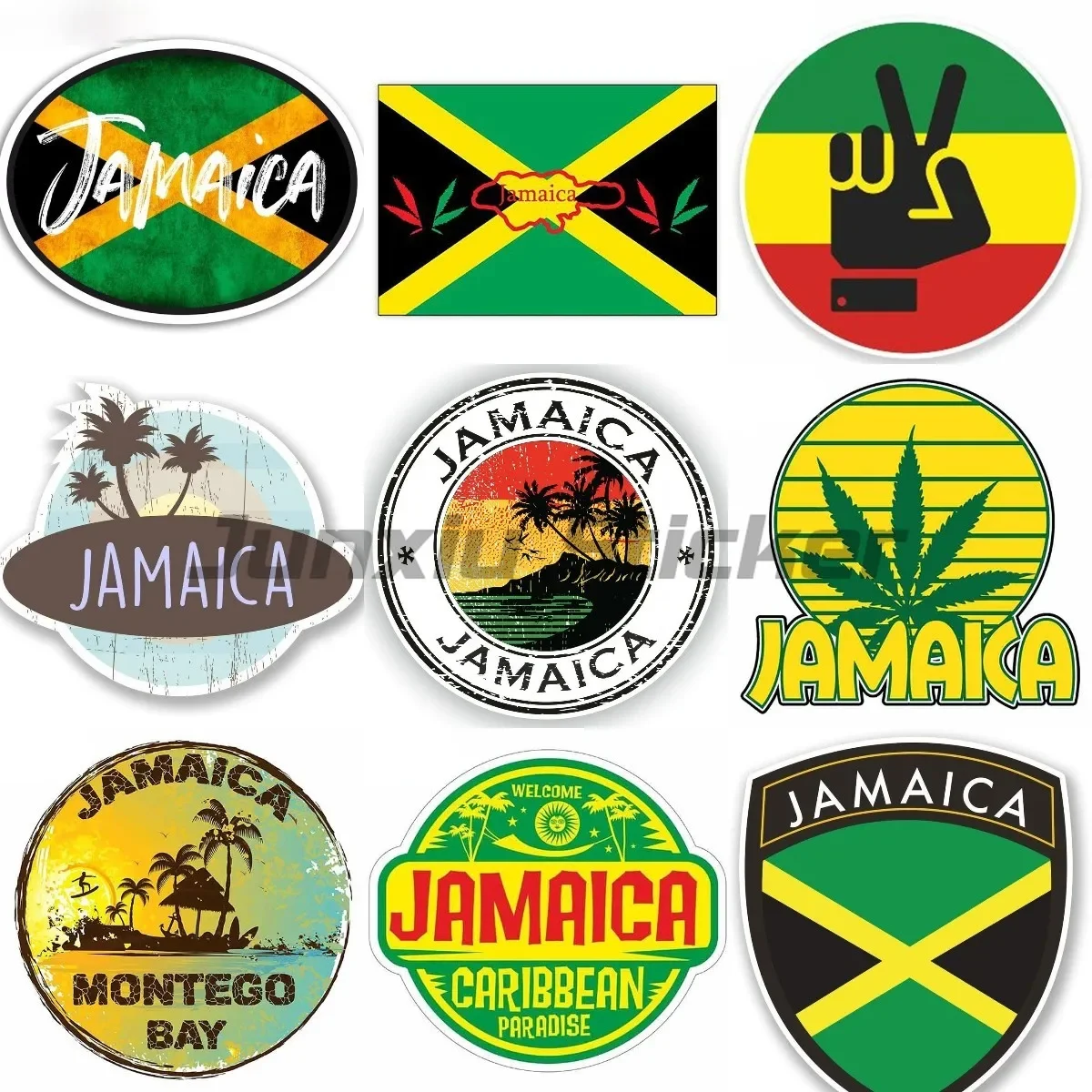 Jamaica Flag Map Decals Bumper Car Laptop Motorcycle Window Wall Vinyl Truck Helmet Racing Room Refrigerator Decoration Stickers