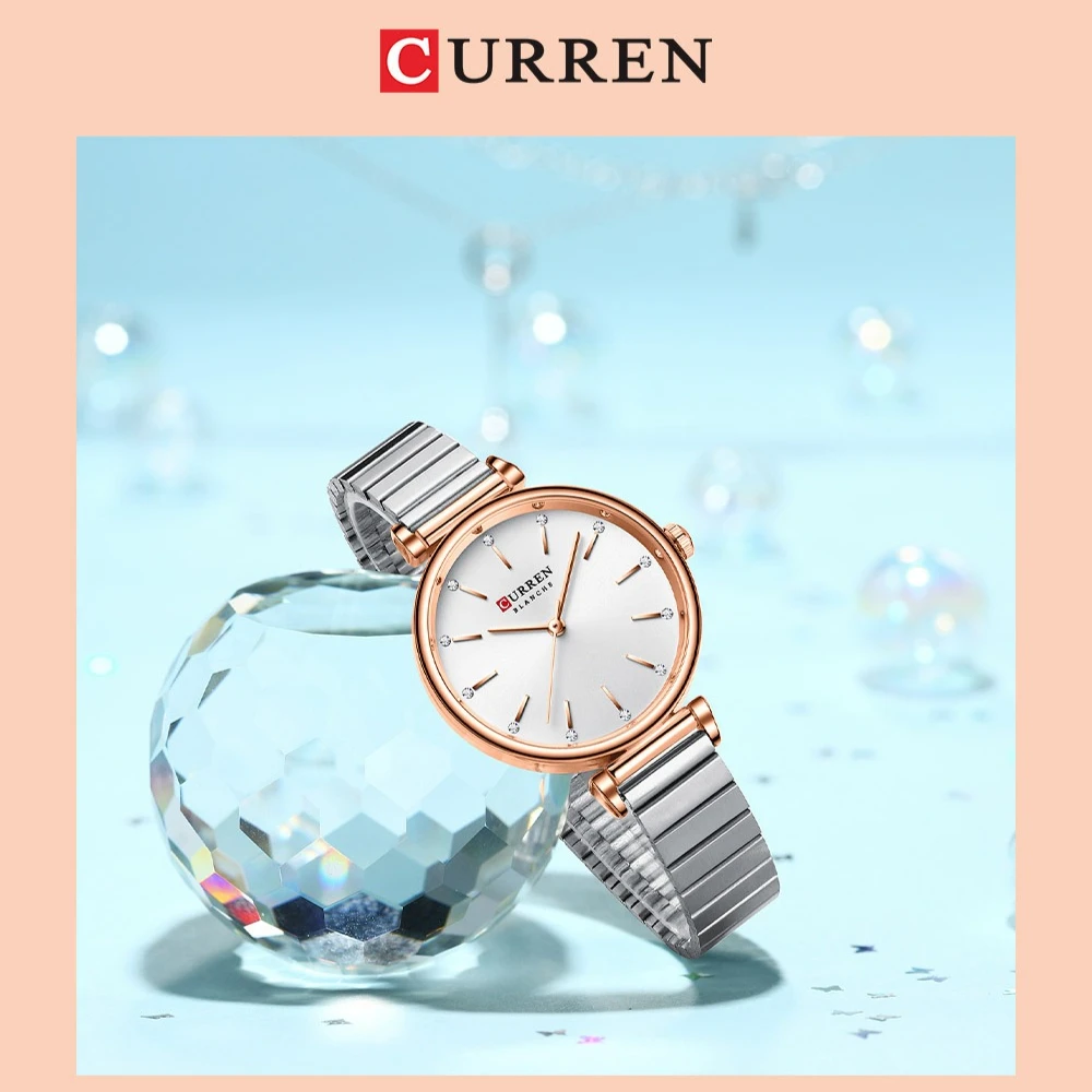 Curren 9081, кварцевые стальные полоски, женские часы, модные водонепроницаемые женские часы для отдыха, внешнеторговые часы для женщин, Reloj Mujer