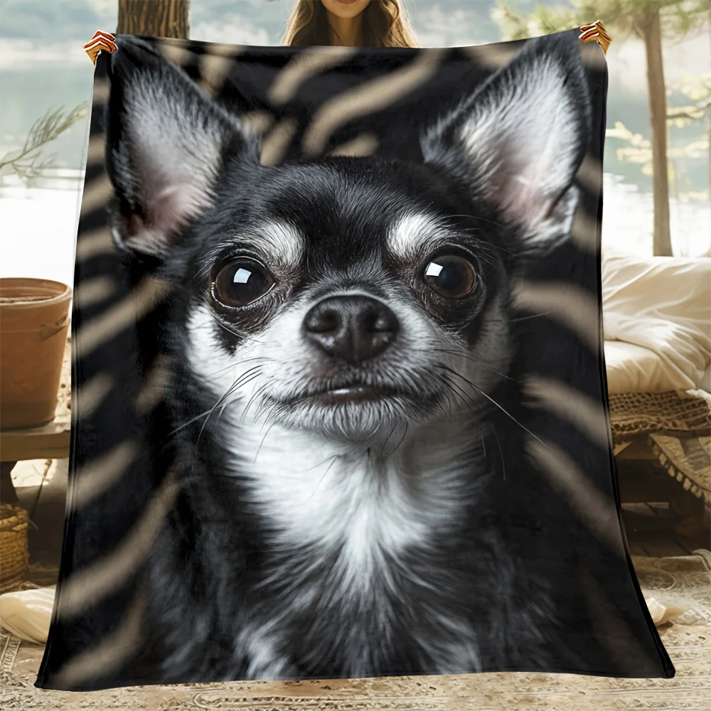 Cozy Dog Puppy Portrait Photo Print Throw Blanket for Pet Lovers Cute Canine Novelty Home Decor Fleece Gift
