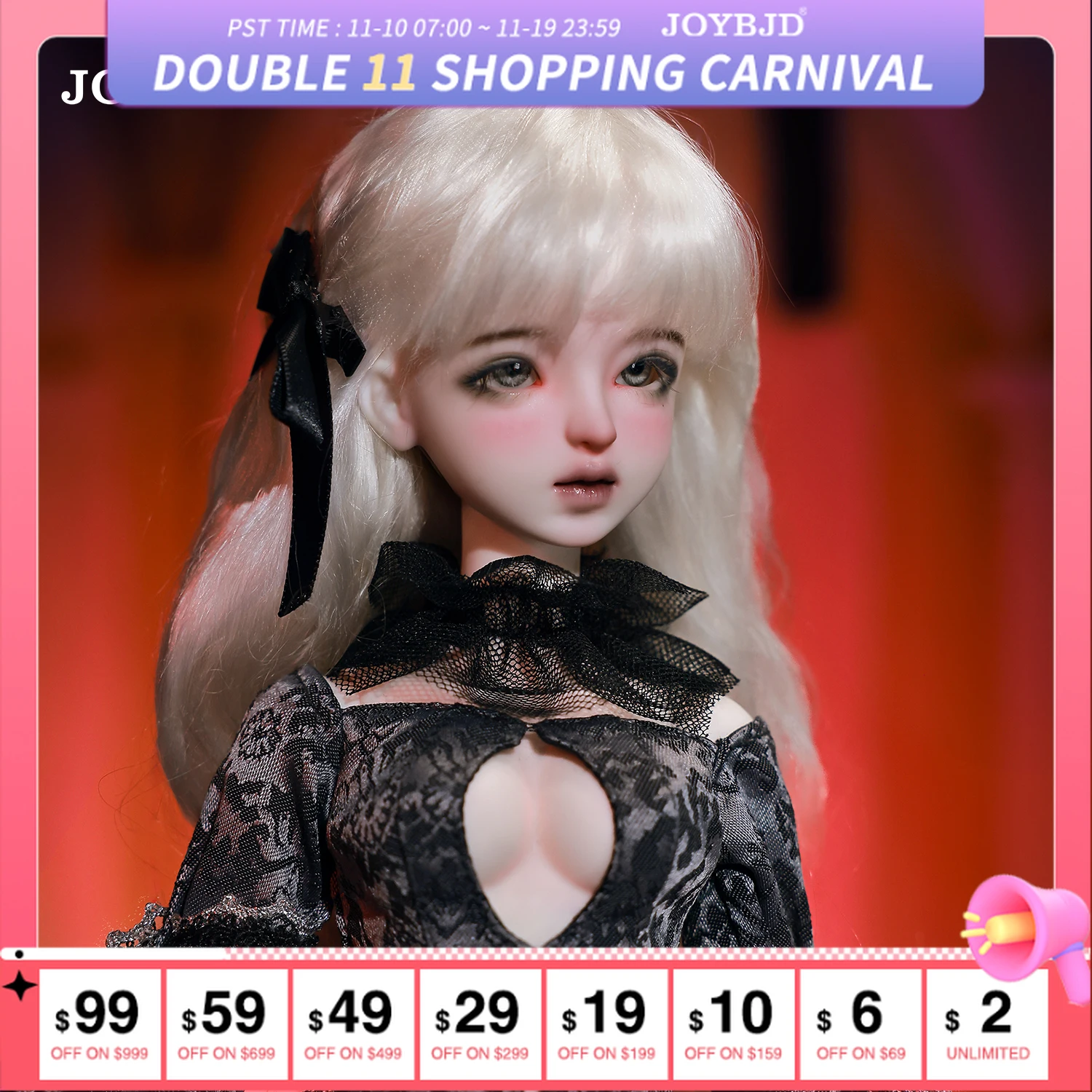 

Joybjd 1/4 Moni A Bjd Doll Fullset with Muxi Body Middle Ages Gothic Style Halloween Castle Girl Resin Toy