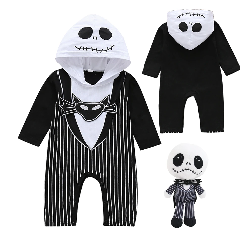 Baby Boy Halloween Jack Cospaly Infant Nightmare Before Christmas Romper Long-Sleeve Cotton Hoodies Jumpsuit 0-24Months