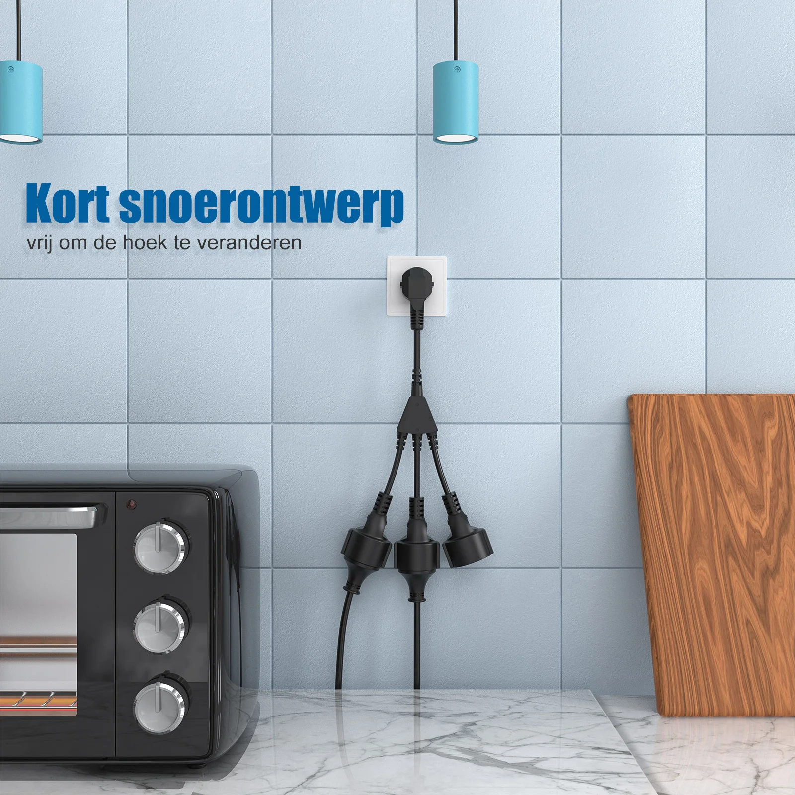 

Многофункциональный удлинитель EU 3-в-1 с 3 розетками /16А/4000Вт/ с защитой от перегрузки, подходит для бытовой техники