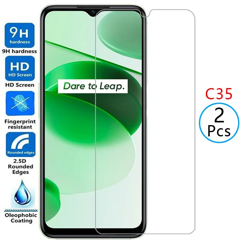 Protezione Schermo Per Realme C35 Vetro Temperato Protettivo Su Realmec35 Realmic35 Realmi C 35 35C Pellicola Reame Relme Ralme Real Me