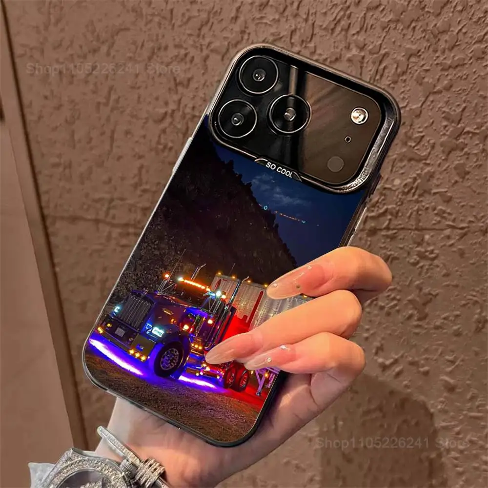 Cool Art Heavy Truck Cars voor iPhone 15,14,13,11,SE,XS,MAX,12,16,17,Mini,Pro,zwart mat siliconen beschermhoes