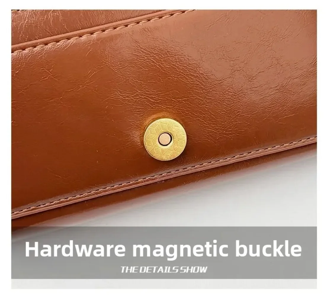 2026 Ölwachs-Leder Umhängetasche mit Kette - Luxuriöser Schlanker Quadratischer Stil für Smartphones und Abendveranstaltungen – Detail 18