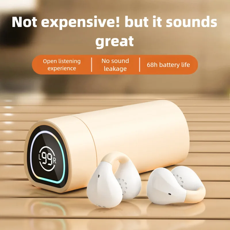 

Bone Conduction True Wireless Bluetooth Ear-clip Earphones With Sliding Charging Case Wear Painless Long Battery Life Earsets