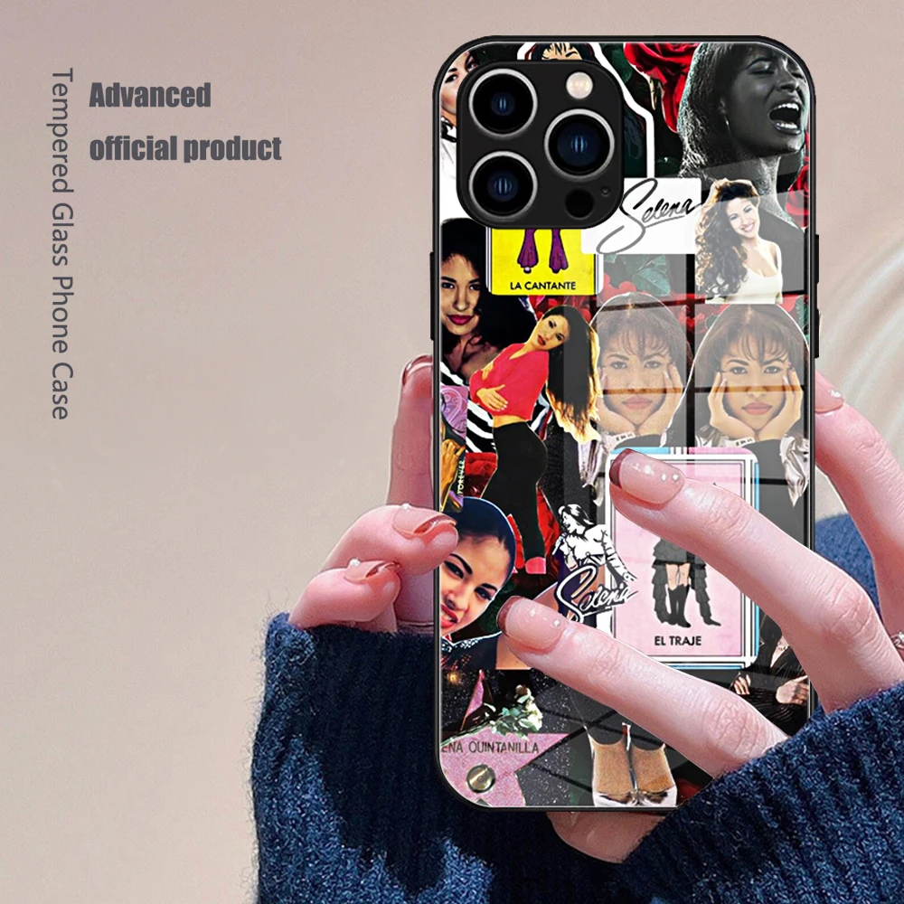 For IPhone Singer Selena Quintanilla Phone Case Glass for IPhone 13 14 12 11Pro XR XS MAX 14 Plus SE Pro Design Glass Cover