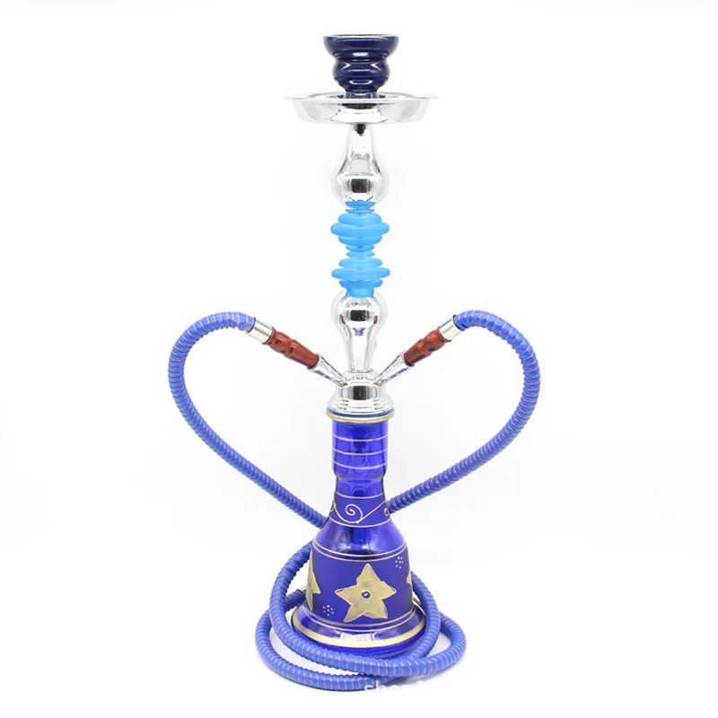 Dubbele Pijp Waterpijp Shisha Fles Arab Afgewerkt Waterpijp Bar Glas Gemaakt Shisha Pijp Accessoires Voor Bar Lounge