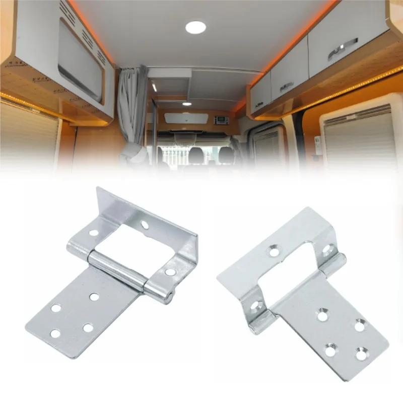 1 Pair Large Crank Flat Hinge 50mm Silver Color Metal Wooden Cabinet Door Hangers For Marine Caravans Motorhome
