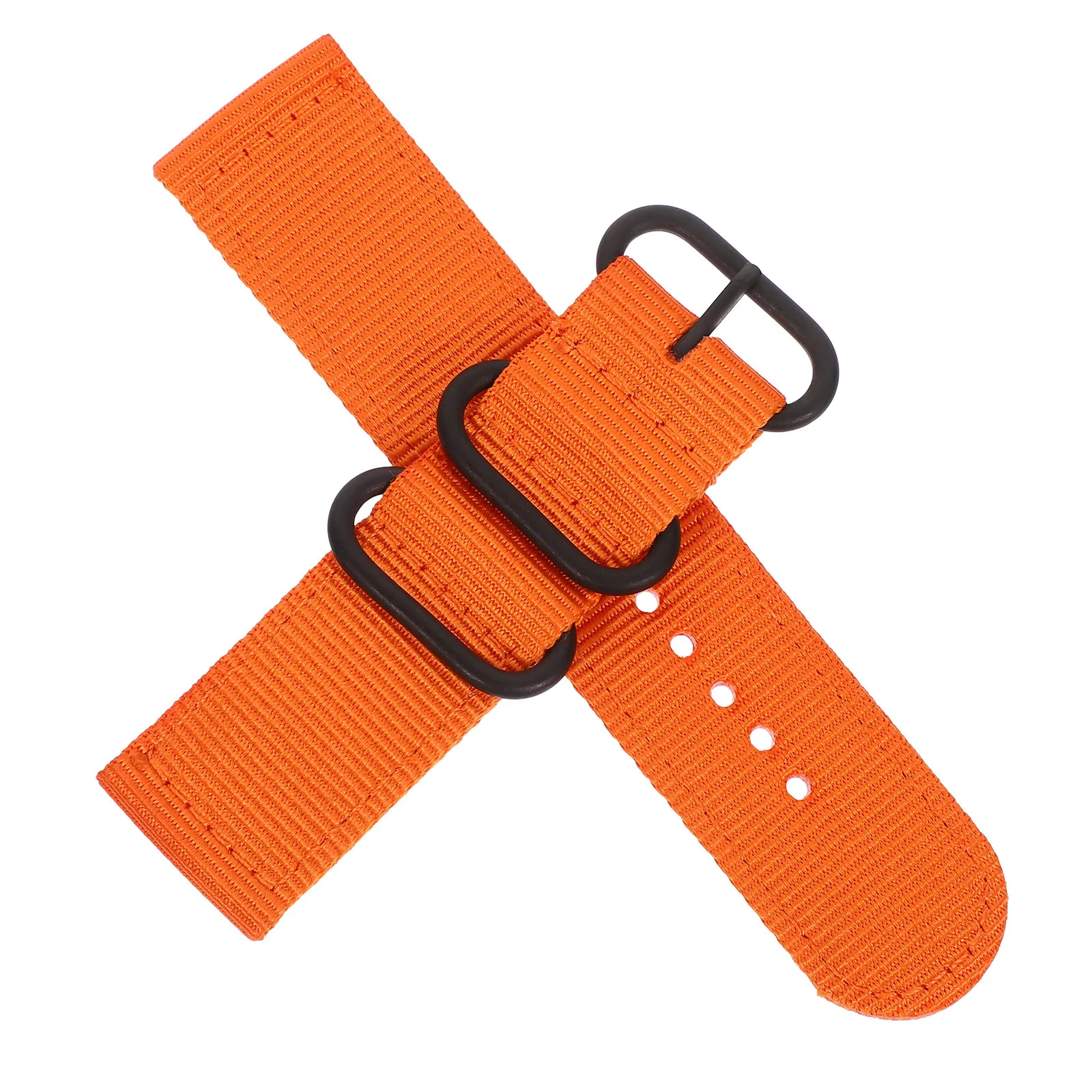 24Mm Nylon Watch Strap Strong Endurance Smooth Texture No Scratch Breathable Sport Watch Band Replacement Orange Black Stainless