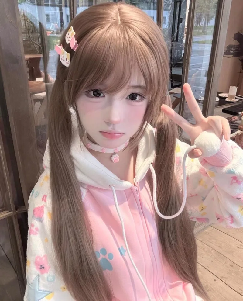 2025 New Japanese Two-dimensional Subculture Y2k Millennial Cute Bear Cartoon Fleece Jacket Hooded Sweater For Women