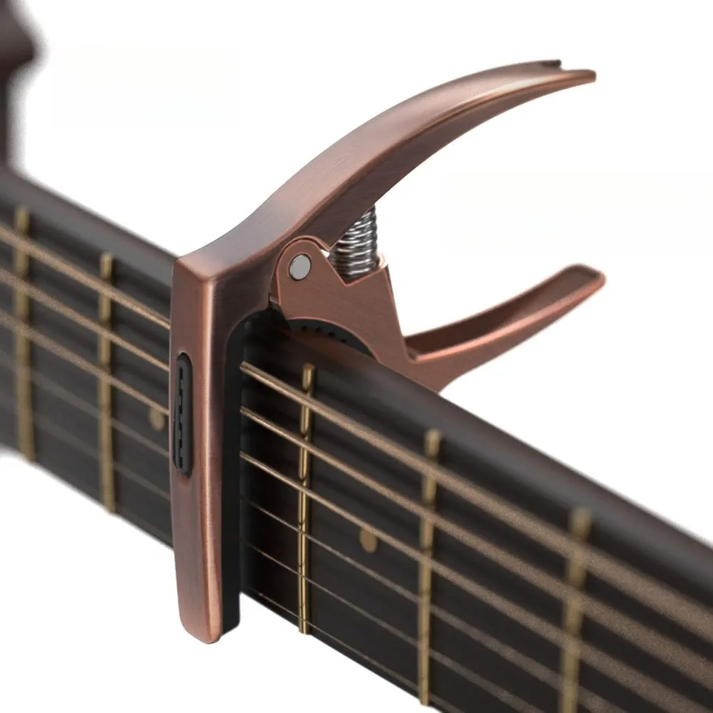 1 Pack Black Spring Guitar Capo, One Hand Quick Change Metal Capo with Silicone Pad, Anti-Buzz Transposition Clamp for 6 String Acoustic Electric Folk Guitar