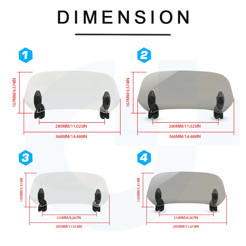 For KYMCO DownTown 200i 300i 350i 125 200 300 XCITING 250 300 350 400 400s 500 K-XCT Adjustable Windscreen Wind Deflector view 2