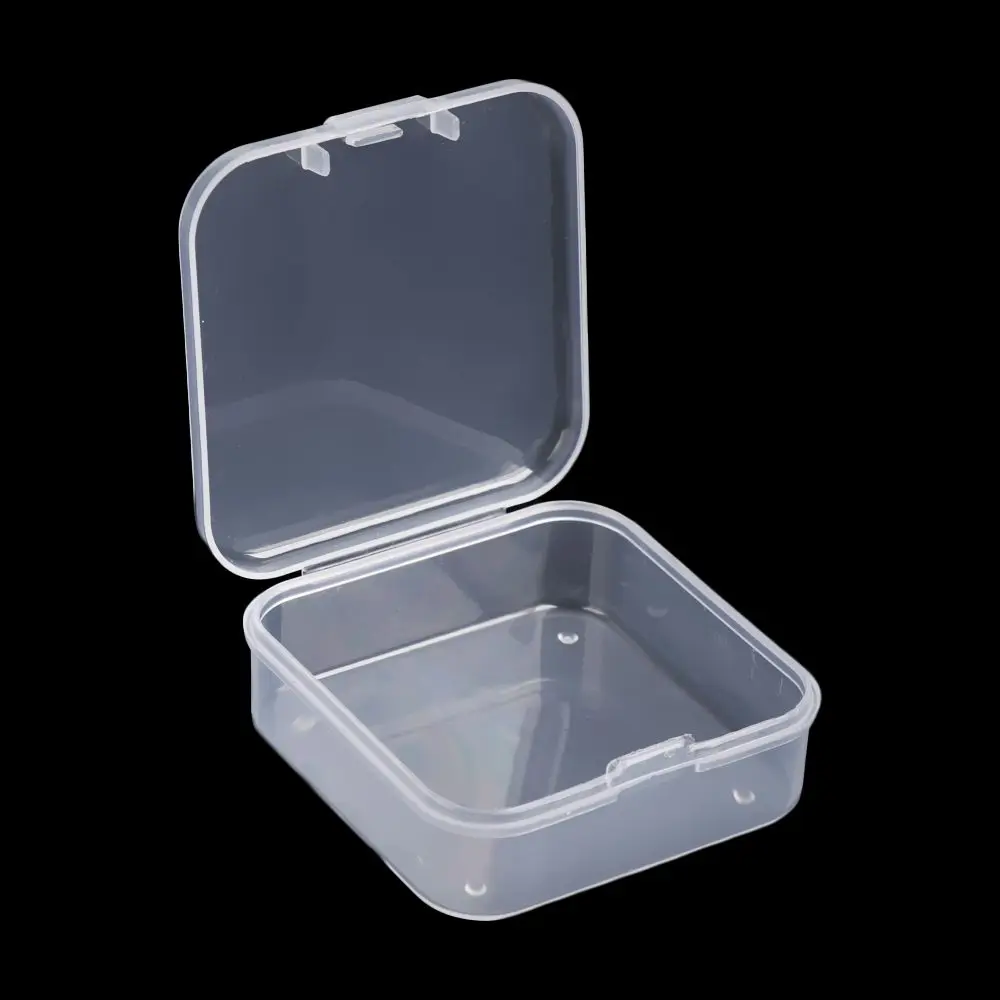Heiße quadratische transparente Aufbewahrungsbox aus Kunststoff, transparent, für kleine Gegenstände, 5 Größen, Kleinigkeiten, Organizer, Verpackungsboxen