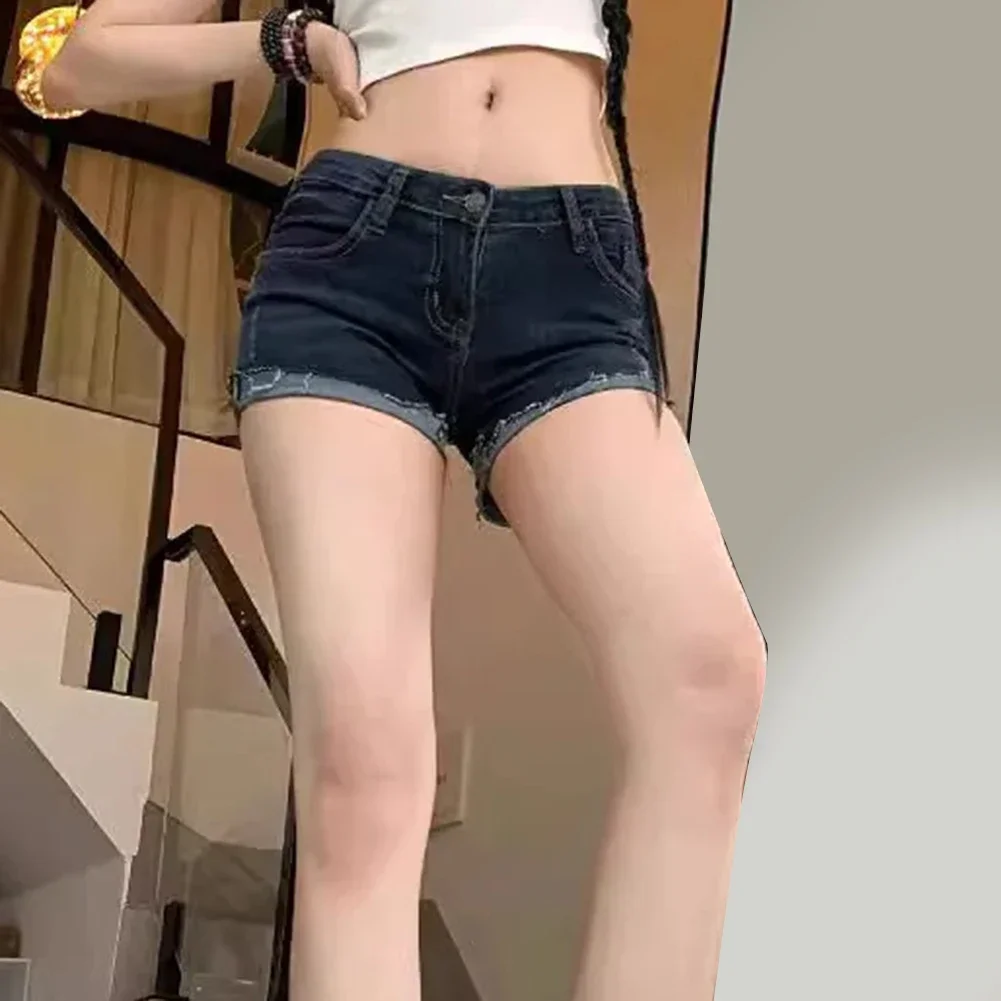 Everyday Use Low Waist Shorts Elastic Fit High Waist Wide Leg Pants Retro Shorts Casual Wear High Waist Design