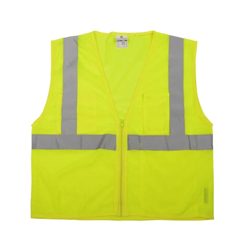 Men\'s cheap hi vis vest reflective safety vest reflective clothing waistcoatReflective Stripe Fluorescent yellow