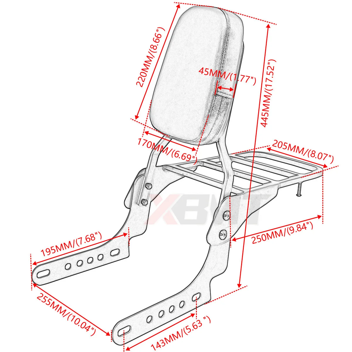 Motorcycle Backrest Sissy Bar w/Luggage Rack For Harley Nightster 975 RH975 RH 975 2022-2023 Special 975 RH975S 2023-2025