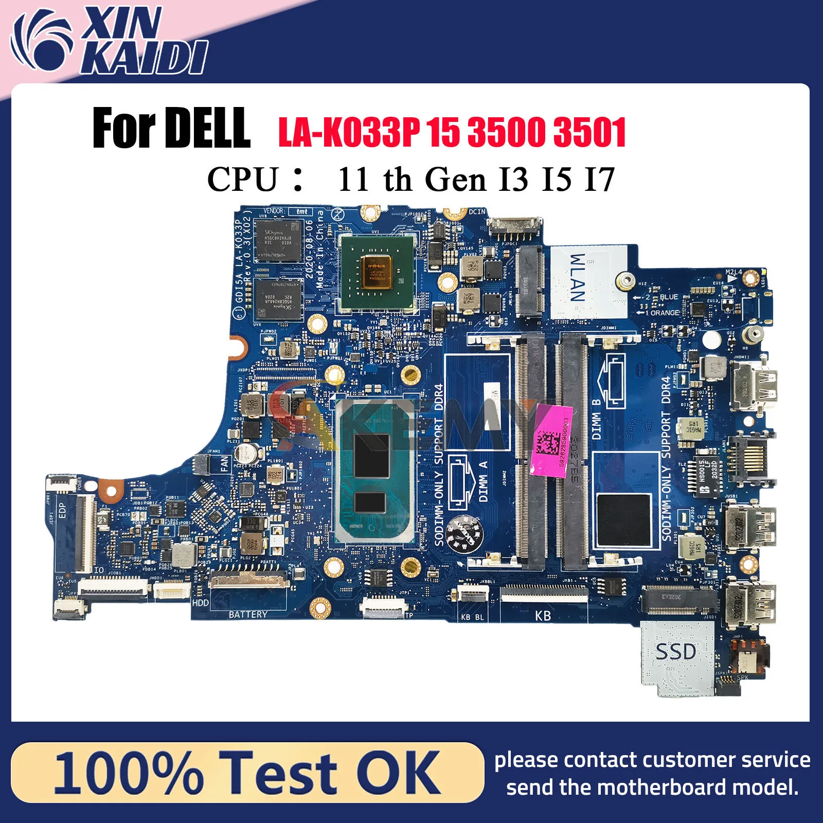 

For Dell Inspiron 3500 3501 Vostro 3400 Laptop Motherboard GD15A LA-K033P with i3 i5 i7 CPU GPU MX330 2G DDR4 100% Tested OK