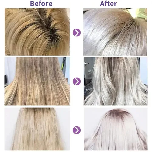 Imagen 2 del producto Champú para teñir el cabello con fijación de Color para cubrir el cabello gris, champú amarillo que se desvanece después del decoloración, champú morado no irritante para Rubio