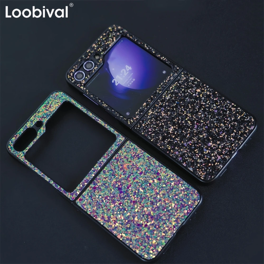 Bling Flash Diamond Ultra Thin Fold Phone Case for Samsung Galaxy Z Flip5 ZFlip6 Flip4 Zflip 6 5 Flip 4 Glitter Shockproof Cover