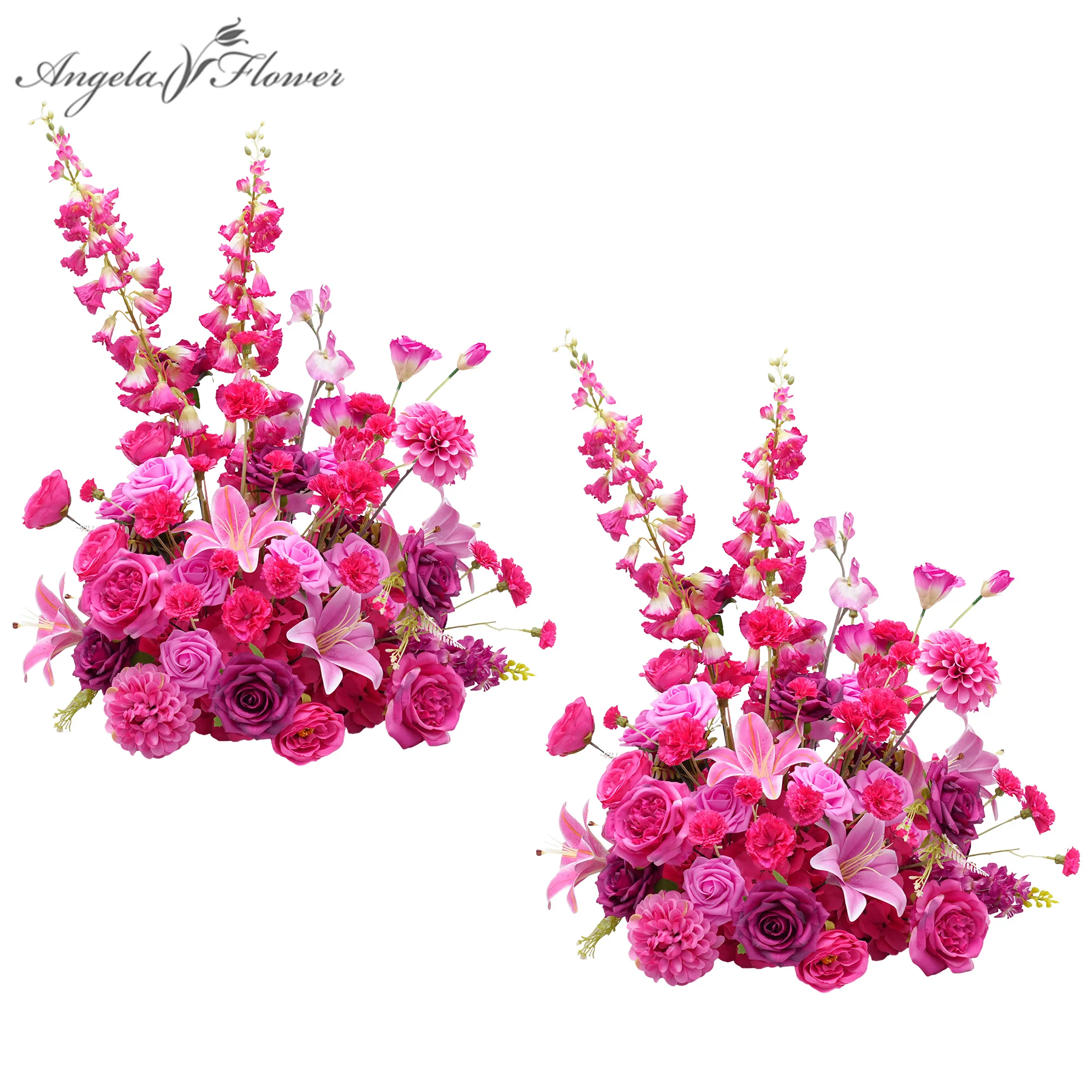 

A8971 2pcs 19inch Hot Pink Flower Ball Bouquet Artificial Rose Arrangements Balls Wedding Centerpieces Tables Chair Aisle Runner